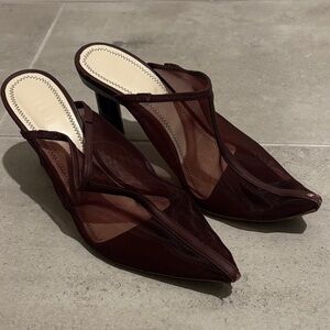Tibi Dark Red Mesh Women's Heels